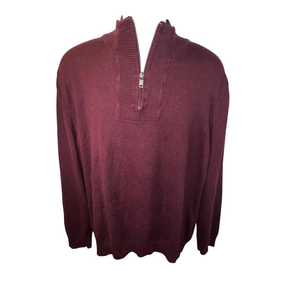 Alfani Men’s XXL 1/4 Zip Ribbed Knit Marbled Mock Neck ‎ Pullover Knit Sweater